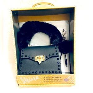 Shine Jelly Handbag with Phone Charger Key Chain